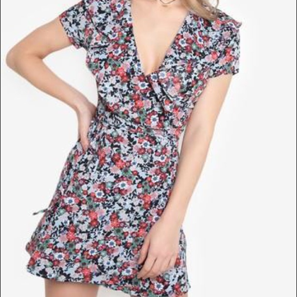 Topshop floral tea wrap dress